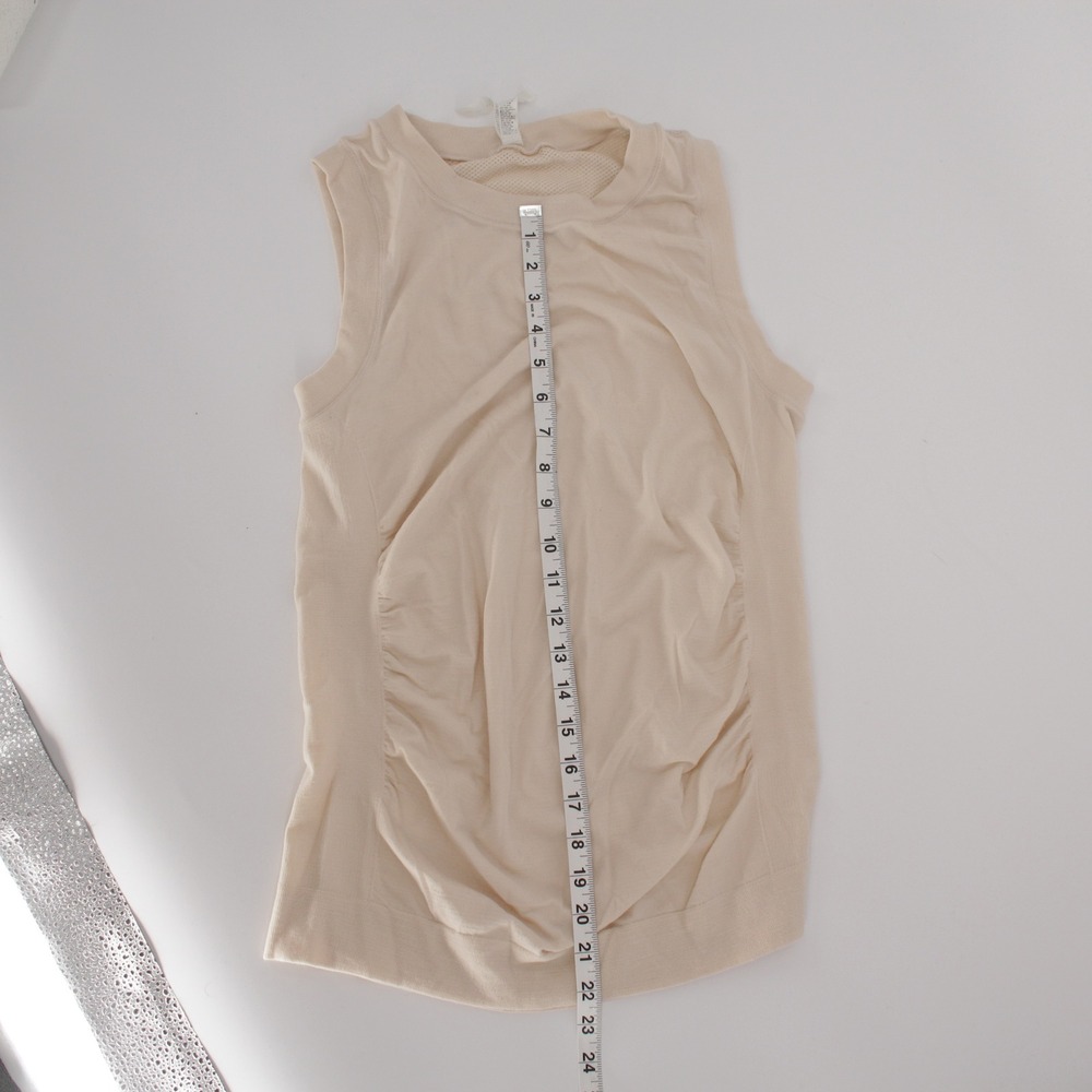 Athleta Women's Beige Ruched Mesh Back Sleeveless Tank Top Size S - Picture 8 of 9